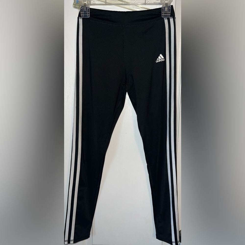 Adidas Black & White 3 Stripe Leggings Youth Size 14